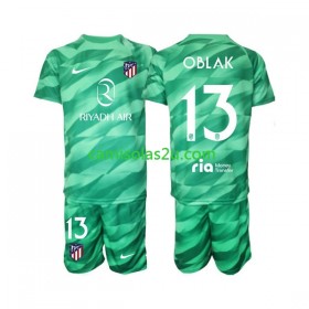Camisolas de futebol Atlético Madrid Jan Oblak 13 Guarda Redes Criança Equipamento Alternativa Verde 2023/24 Manga Curta